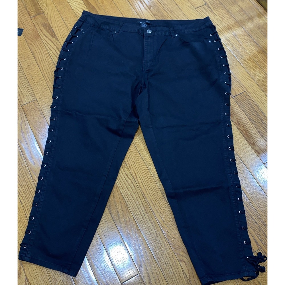 Ashley Stewart Jeans Black Size 22 Side Lace Up Lattice